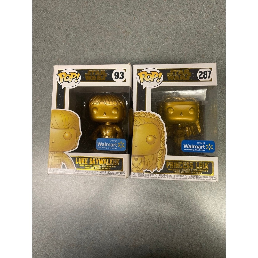 Funko Pop! Star Wars Luke Skywalker & Princess Leia Gold Bobbleheads